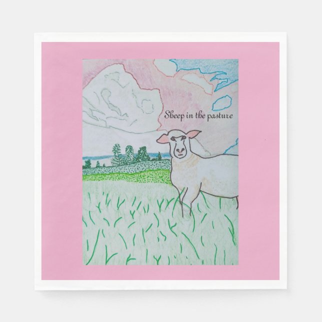 Sheep in The Pasture Napkin (Front)