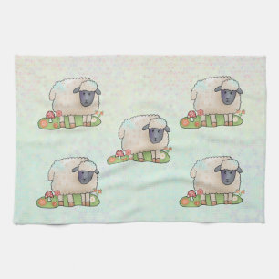 Sheep in the pasture tea towel