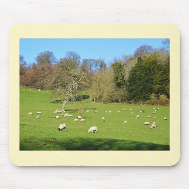 Sheep in the winter sunshine mouse pad (Front)
