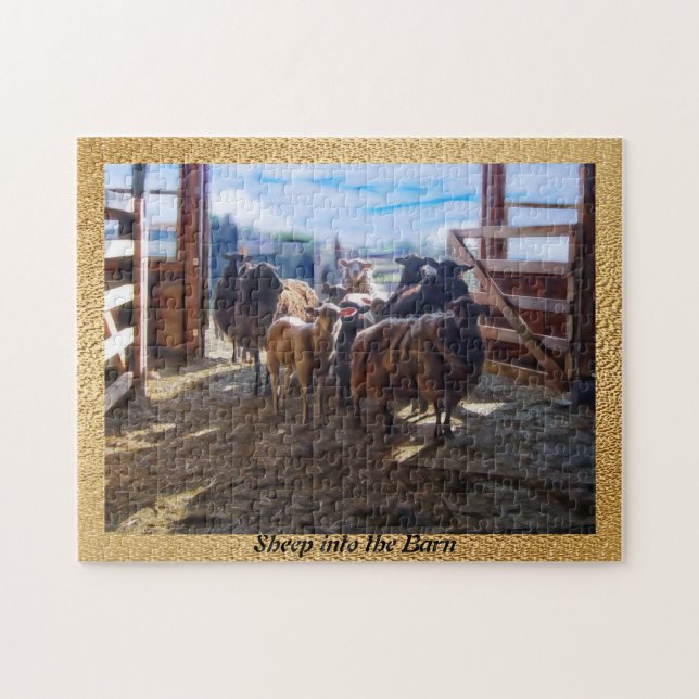 Sheep Into The Barn Jigsaw Puzzle (Horizontal)