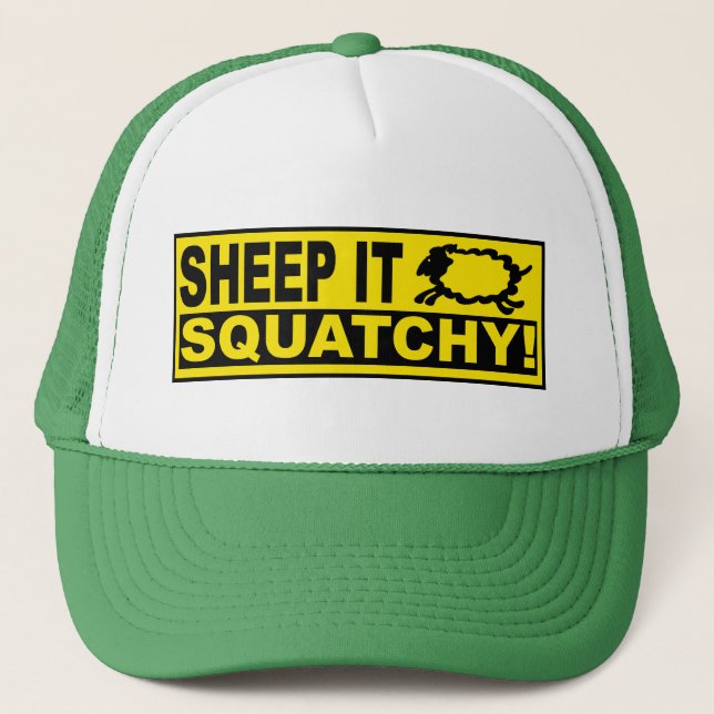 SHEEP IT SQUATCHY! Monsters Mysteries SHEEPSQUATCH Trucker Hat (Front)