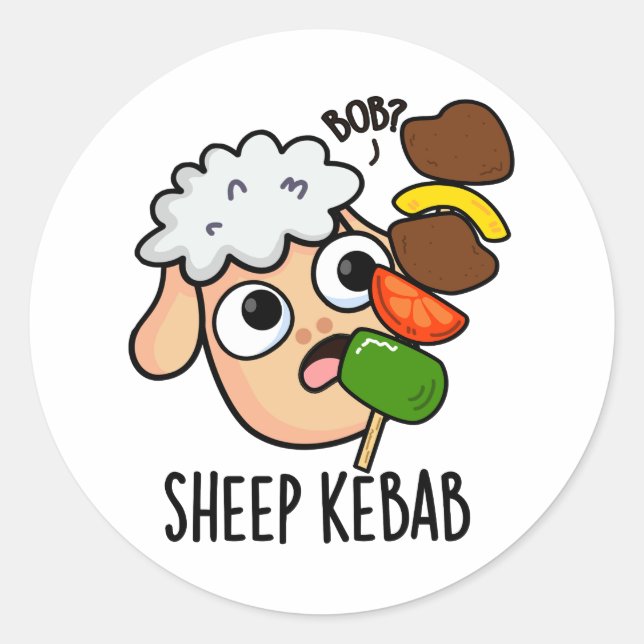 Sheep Kebab Funny Shish Kebab Pun  Classic Round Sticker (Front)