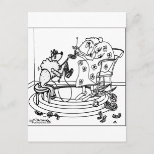 Sheep Knitting Postcard