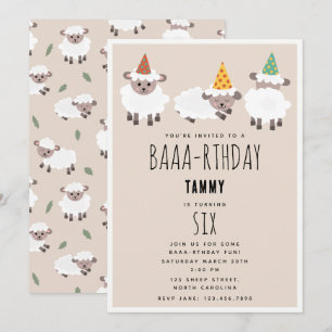 Sheep Lamb Cute Funny Farm Party Animals Birthday Invitation