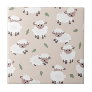 Sheep & Lamb Cute Gender Neutral Baby Nursery Ceramic Tile