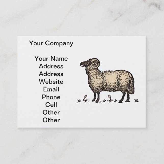Sheep Lamb Farm Animal Vintage Business Card (Front)