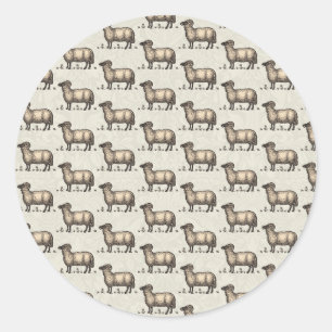 Sheep Lamb Farm Animal Vintage Classic Round Sticker