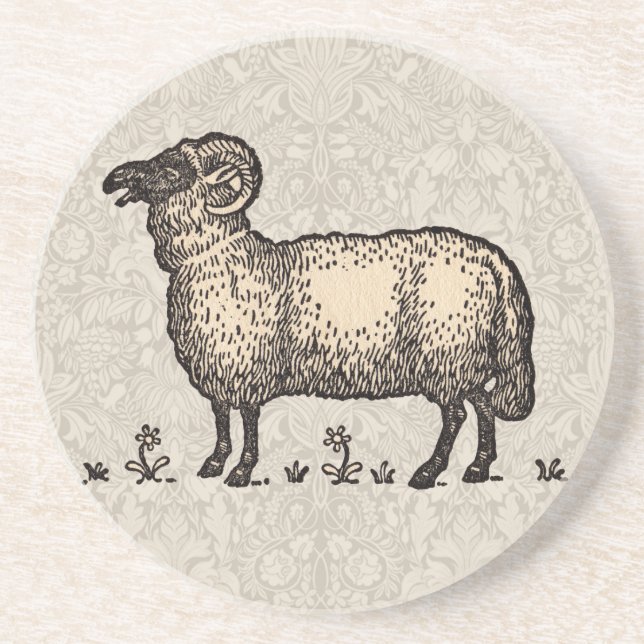 Sheep Lamb Farm Animal Vintage Coaster (Front)
