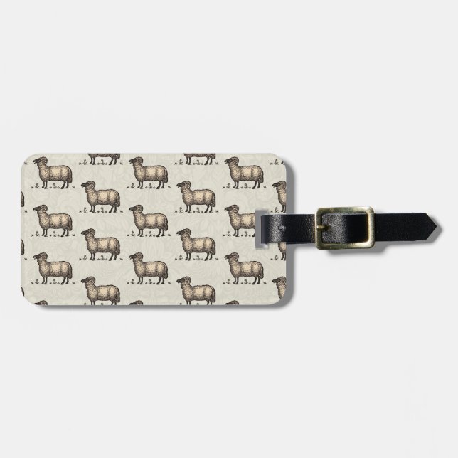 Sheep Lamb Farm Animal Vintage Luggage Tag (Front Horizontal)