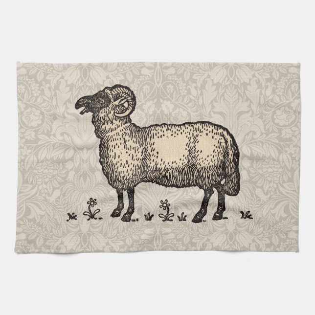 Sheep Lamb Farm Animal Vintage Tea Towel (Horizontal)