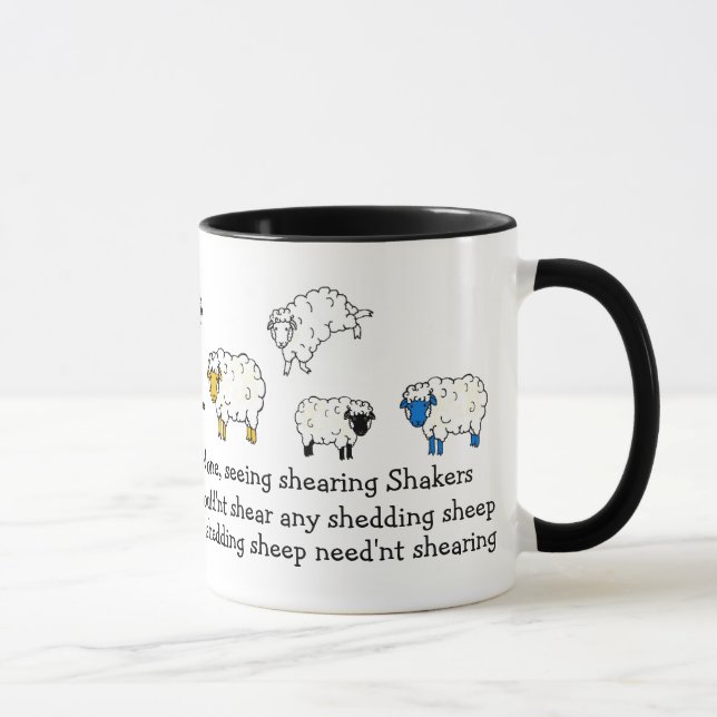 Sheep, Lamb Shearing tounge-twister poem cartoon Mug (Right)