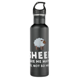 Sheep Make Me Happy Funny Sheep 710 Ml Water Bottle