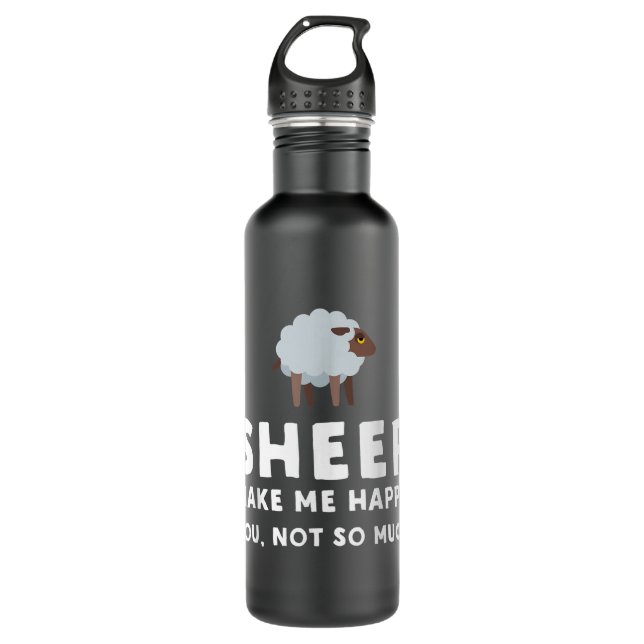 Sheep Make Me Happy  Funny Sheep   710 Ml Water Bottle (Front)