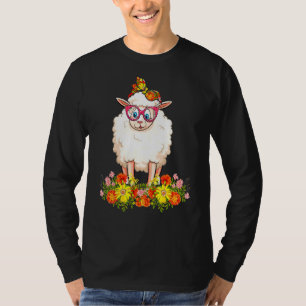 Sheep Mum Cute Sheep Bow Tie Flowers Happy Mother' T-Shirt