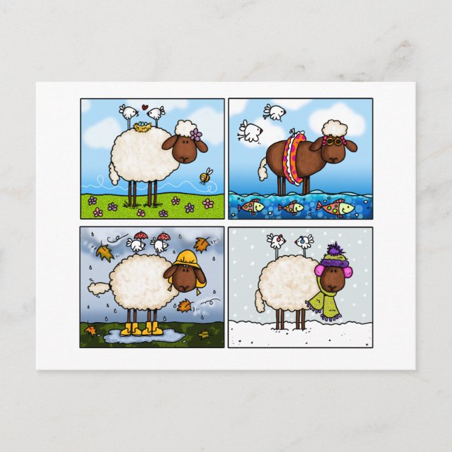 sheep of all seasons postcard (Front)