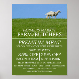 Sheep on Grass, Farmer & Butcher Advertising Poster