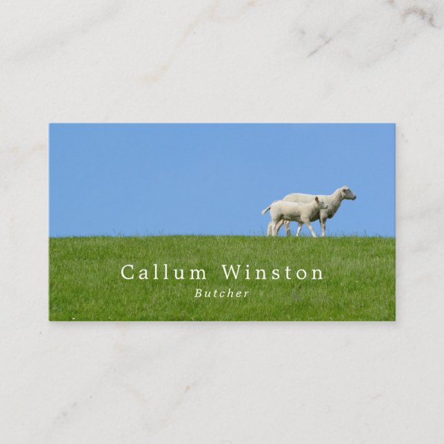 Sheep on Grass, Farmer & Butcher Business Card (Front)