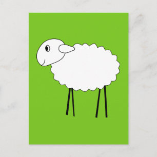 Sheep on Green Background. Postcard
