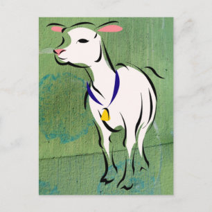 Sheep on Mixed Media Background Postcard