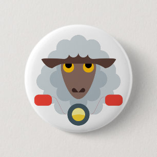 Sheep on Motorcycle 6 Cm Round Badge