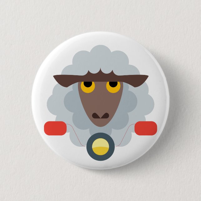 Sheep on Motorcycle 6 Cm Round Badge (Front)