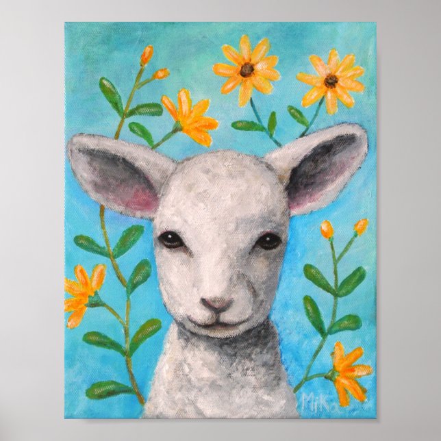 Sheep Painting Print Lamb Home Decor Farmhouse Art (Front)