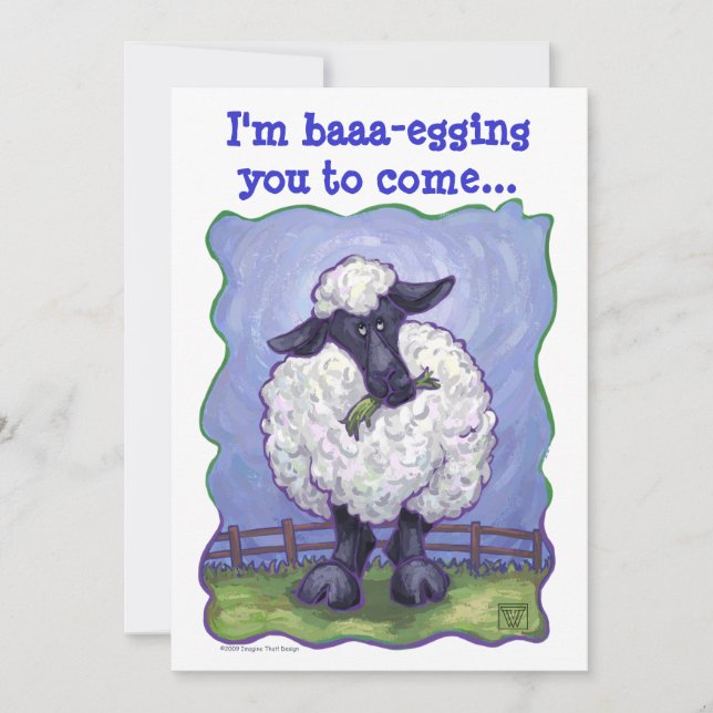 Sheep Party Centre Invitation (Front)