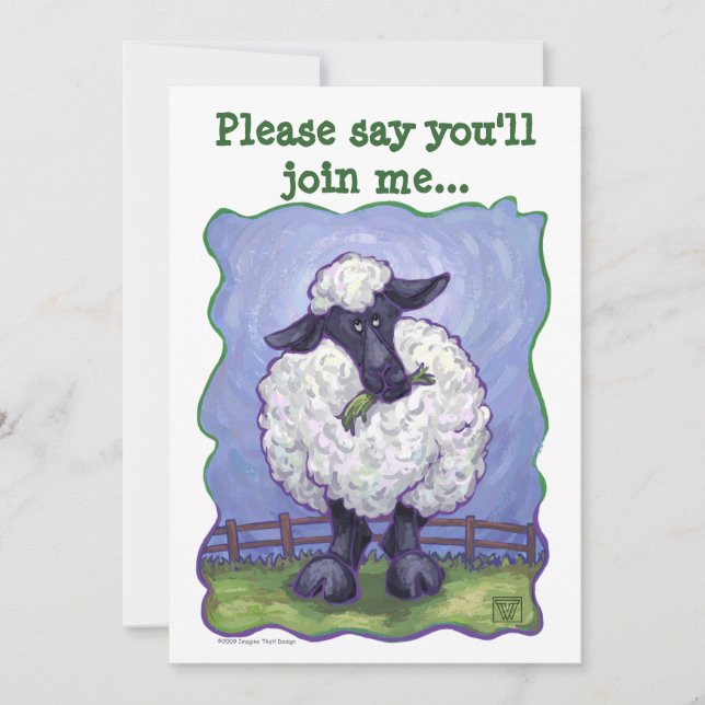 Sheep Party Centre Invitation (Front)