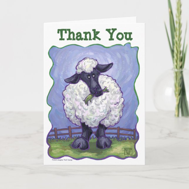 Sheep Party Centre Thank You Card (Front)