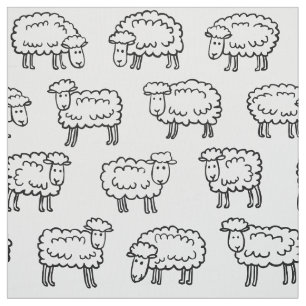 Sheep Pattern - Black and White Fabric