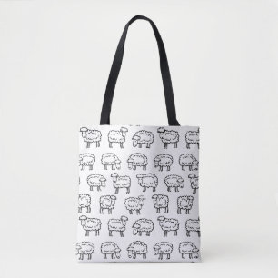 Sheep Pattern - Black and White Tote Bag