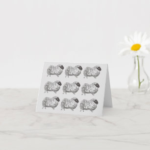 Sheep Pattern Light Grey Note Card