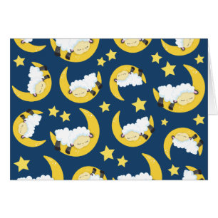 Sheep Pattern, Sleeping Sheep, Moon, Stars