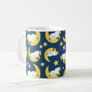 Sheep Pattern, Sleeping Sheep, Moon, Stars Coffee Mug