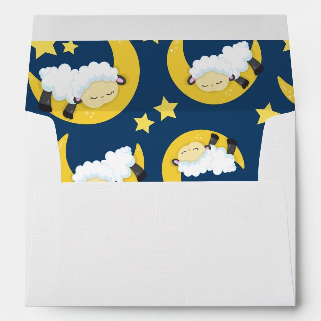 Sheep Pattern, Sleeping Sheep, Moon, Stars Envelope (Back (Bottom))