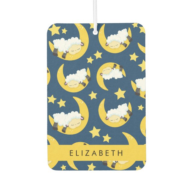 Sheep Pattern, Sleeping Sheep, Moon, Your Name Car Air Freshener (Front)