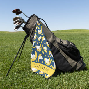 Sheep Pattern, Sleeping Sheep, Moon, Your Name Golf Towel