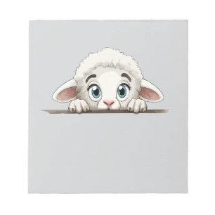 Sheep Peeking Cute Adorable Funny Animal Cartoon Notepad