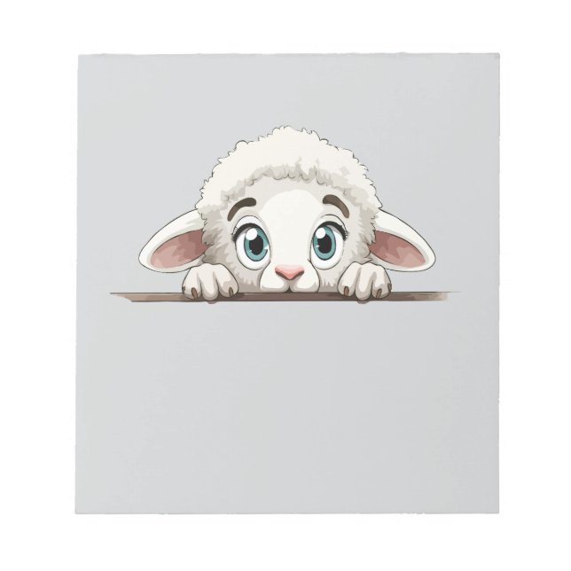 Sheep Peeking Cute Adorable Funny Animal Cartoon  Notepad (Front)