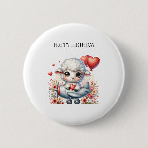 Sheep Pilot Birthday 6 Cm Round Badge