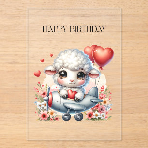 Sheep Pilot Birthday Acrylic Invitations
