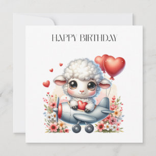 Sheep Pilot Birthday Invitation