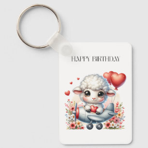 Sheep Pilot Birthday Key Ring
