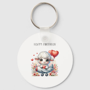Sheep Pilot Birthday Key Ring