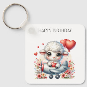Sheep Pilot Birthday Key Ring