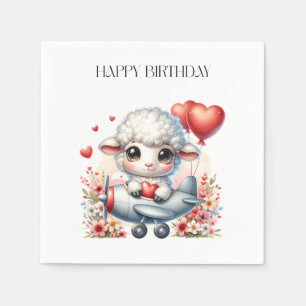 Sheep Pilot Birthday Napkin