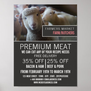 Sheep Portrait, Farmer & Butcher Advertising Poster