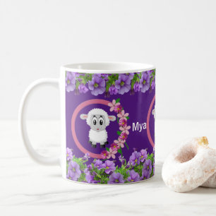 Sheep Purple Floral Mug