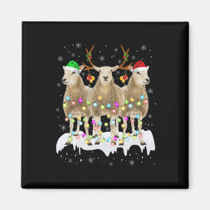 Sheep Reindeer Santa Christmas With Light Fun Xmas Magnet