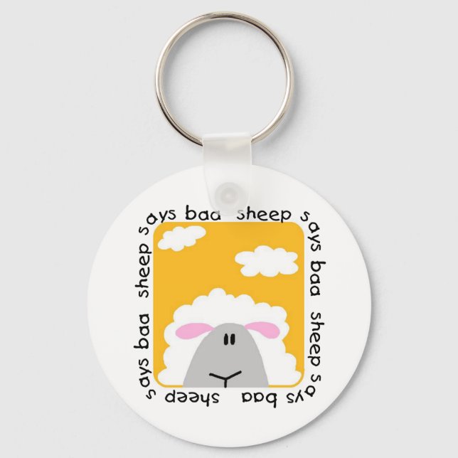 Sheep Says Baa T-shirts and Gifts Key Ring (Front)